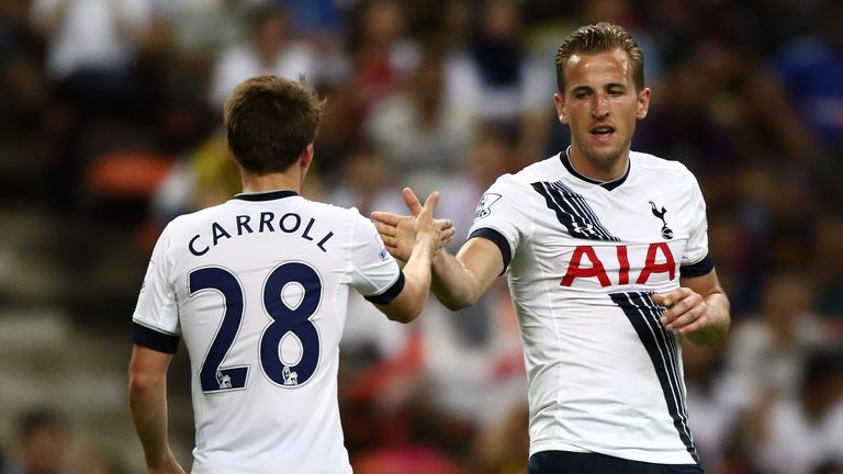 SHAH ALAM, MALAYSIA - MAY 27:  Harry Kane of Tottenham Hotspur celebrates with Thomas carroll after scoring during the pre-season friendly match between Ma