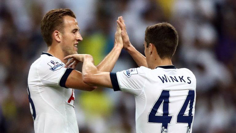 Harry Kane of Tottenham Hotspur celebrates with Harry Winks after scoring during the post-season friendly match between a Malaysia XI and Spurs