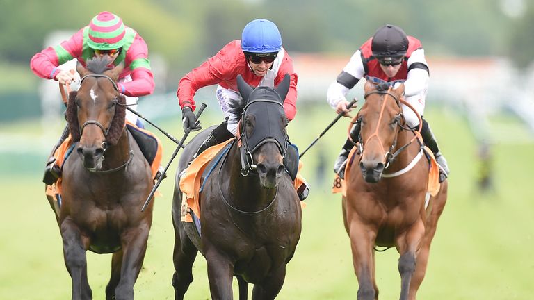 Kingsgate Native (centre), ridden by Graham Lee, rolls back the years to clinch the Achilles Stakes at Haydock