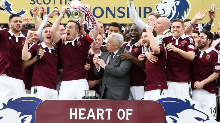 The party starts at Hearts who lift the trophy following their 2-2 draw at Tynecastle against Ranhers
