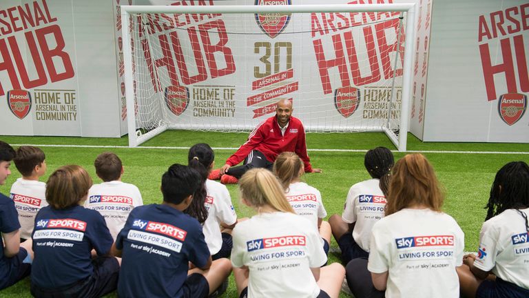 Thierry Henry Sky Sports Living For Sport Masterclass at the Arsenal Hub..