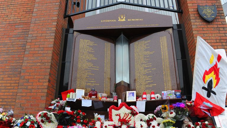 The Hillsborough memorial at Anfield