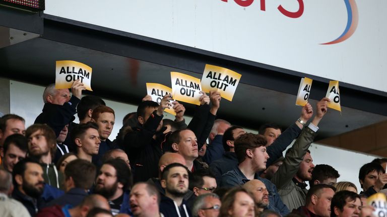 Some Hull supporters protested against owner Assem Allam during defeat to Arsenal
