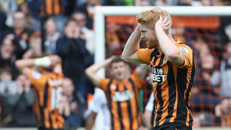 Paul McShane of Hull City shows his disappointment 