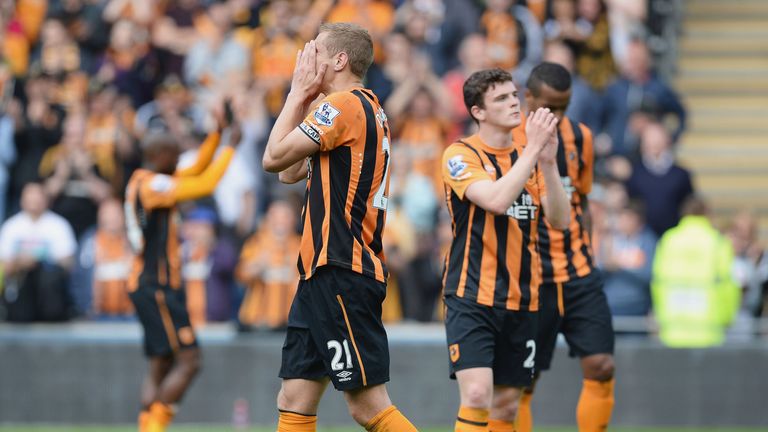 Michael Dawson of Hull City shows his dejection