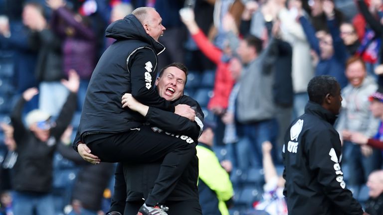 John Hughes celebrates Inverness' winner in the Scottish Cup final