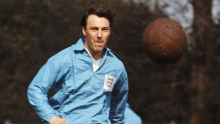 England striker Jimmy Greaves in action during an England training session circa  1966. 