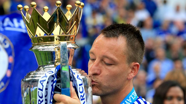 John Terry celebrates Chelsea's Premier League title win