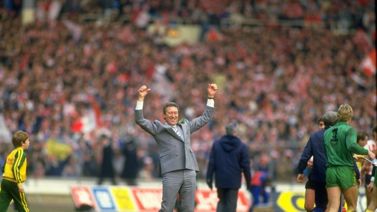 Ken Brown in happier times after leading Norwich to Milk Cup glory