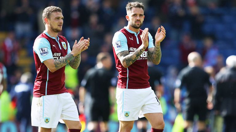 Kieran Trippier (l) with Danny Ings after Burnley's match with Stoke