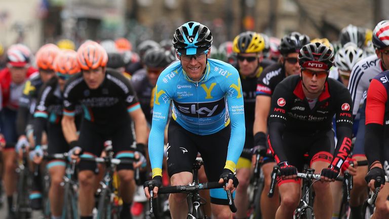 Lars-Petter Nordhaug (blue jersey) of Norway and Team Sky rides during Stage 3 of the Tour of Yorkshire from Wakefield to Leeds