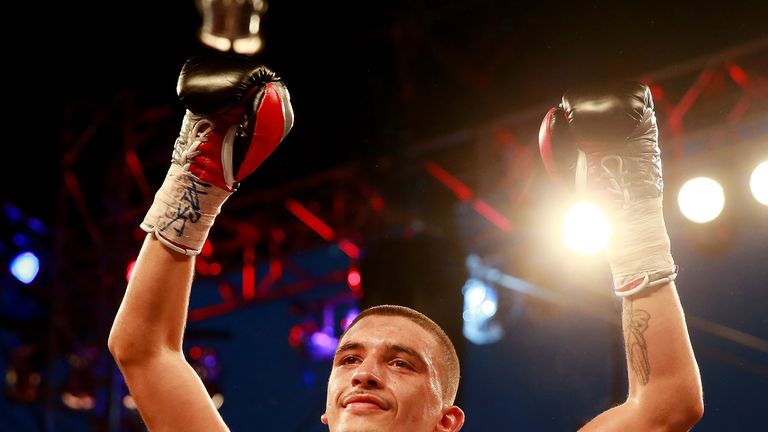 HULL, ENGLAND - JULY 13:  Lee Selby celebrates his victory over Viorel Simion during their International Featherweight Championship bout at Craven Park Sta