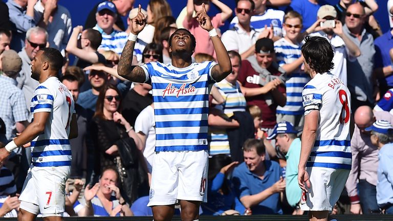 Leroy Fer celebrates after scoring for QPR against Newcastle