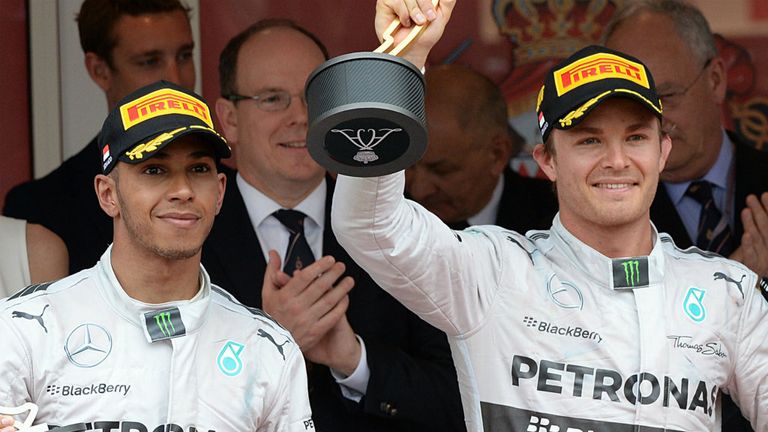 It was a frosty atmosphere between the Mercedes team-mates on the 2014 Monaco podium