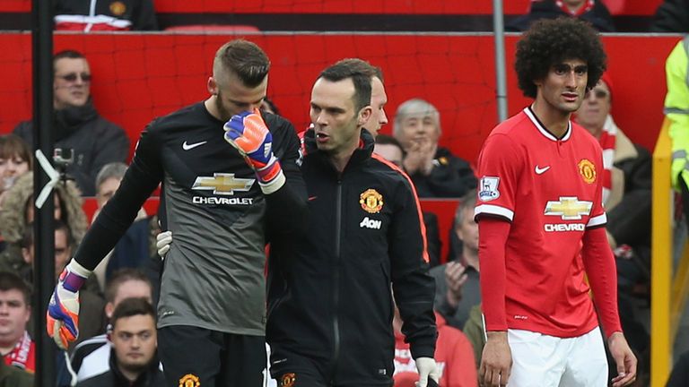 De Gea's match was ended by injury in the second half and Victor Valdes came on for his United debut