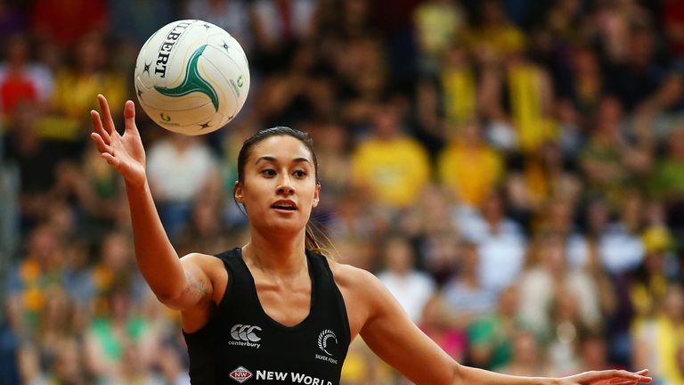 Maria Tutaia of New Zealand in action during game five of the Constellation Cup series between the Australian Diamonds a