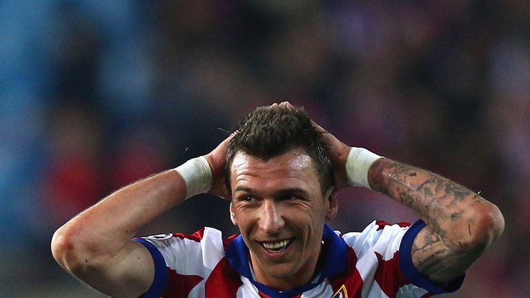 Mario Mandzukic of Atletico Madrid reacts during the UEFA Champions League round of 16 match between Club Atletico de Madrid and Real madrid
