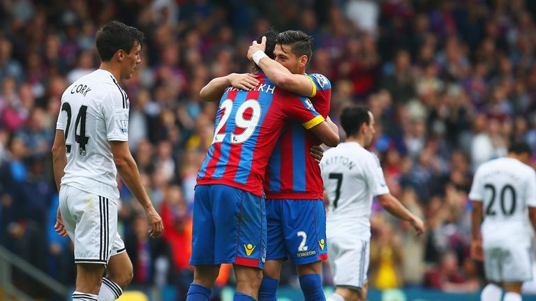 Marouane Chamakh of Crystal Palace celebrates scoring 