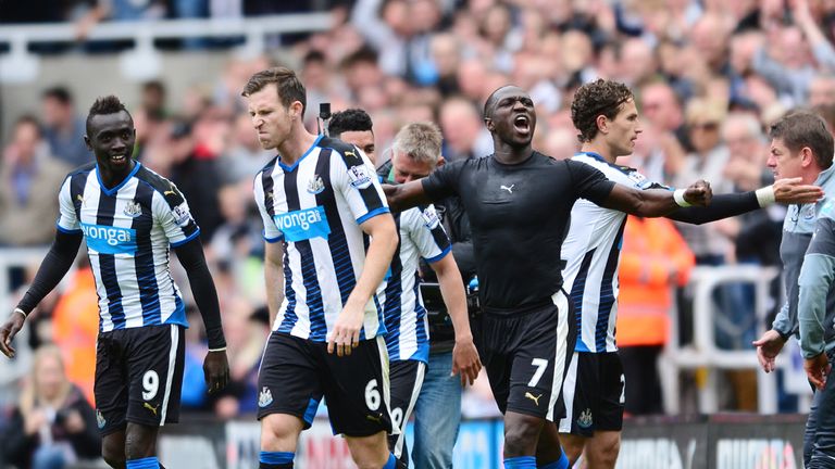 Moussa Sissoko of Newcastle United celebrates scoring 