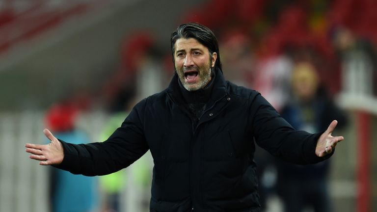 Head coach Murat Yakin of FC Spartak Moscow gestures during the Russian Premier League match between FC Spartak Moscow and FC