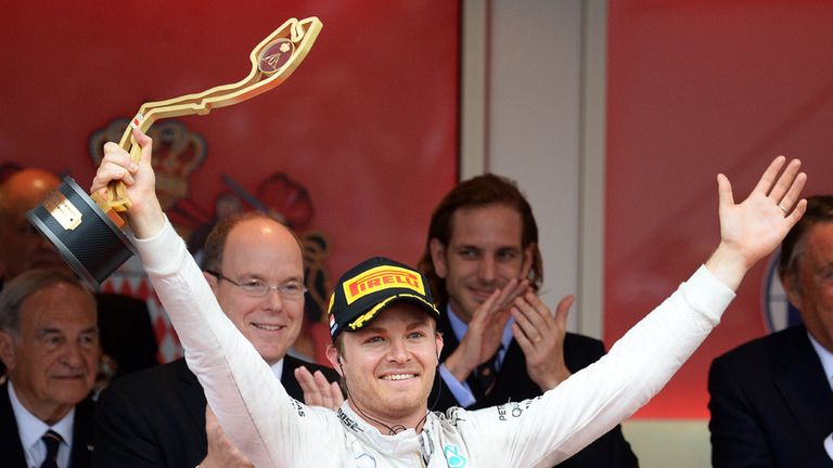 Mercedes' Nico Rosberg celebrates his win at the Monaco Grand Prix