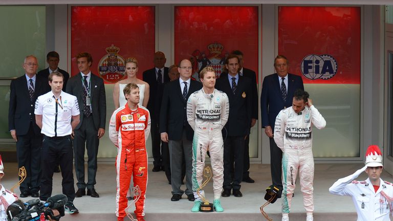Sebastian Vettel, Nico Rosberg and Lewis Hamilton: 2015 Monaco GP podium