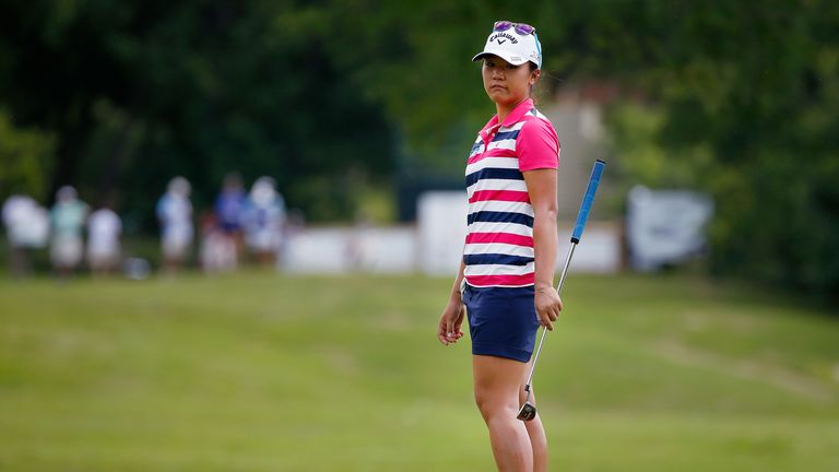 Lydia Ko of New Zealand reacts to a putt on the 17th hole during Round Two of the 2015 Volunteers of America North Texas Shootout