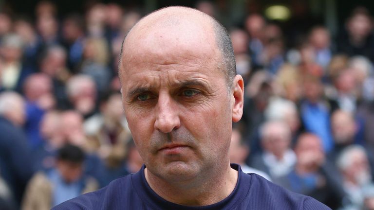 PRESTON, ENGLAND - MAY 10:  Paul Cook manager of Chesterfield  looks on prior to the Sky Bet League One Playoff Semi-Final second leg match between Preston