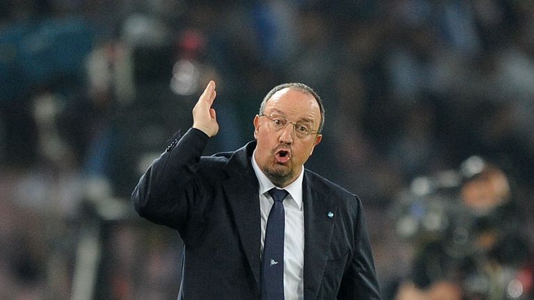 NAPLES, ITALY - MAY 07:  Napoli's coach Rafael Benitez gestures during the UEFA Europa League Semi Final between SSC Napoli and FC Dnipro Dnipropetrovsk on