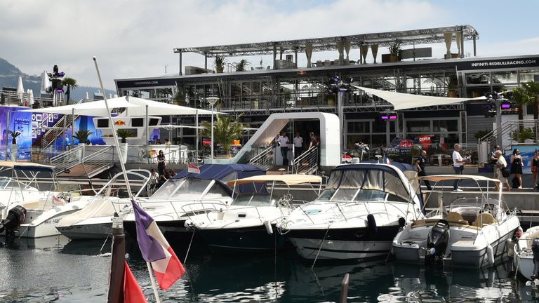 Red Bull's 'floating' energy station in the Monte Carlo harbour