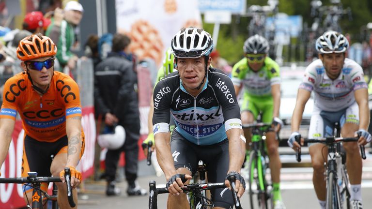 Colombian rider Rigorto Uran (Etixx Quick Step) crosses the finish of the 15th stage of the 98th Giro d'Italia