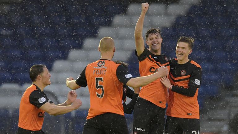 Dundee United's Robbie Muirhead is all smiles after giving the away side an early lead against Inverness