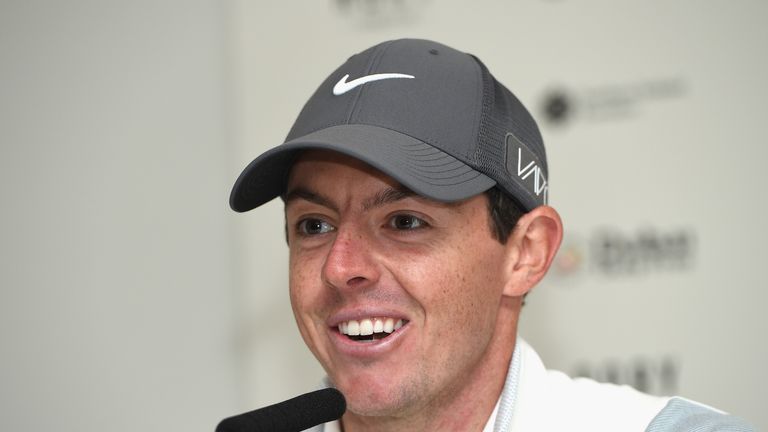 NEWCASTLE, NORTHERN IRELAND - MAY 27:  Rory McIlroy of Northern Ireland answers questions from the media during the Pro-Am round prior to the Irish Open at