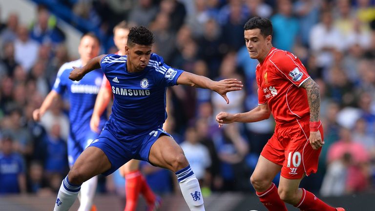 Chelsea's Ruben Loftus-Cheek prepares to challenge Liverpool's Philippe Coutinho during the Premier League match at Stamford Bridge on May 10, 2015