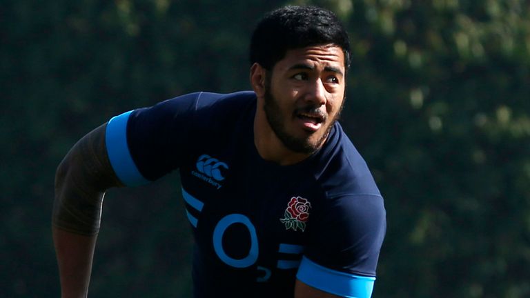 England's Manu Tuilagi during a training session at Pennyhill Park, Bagshot.
