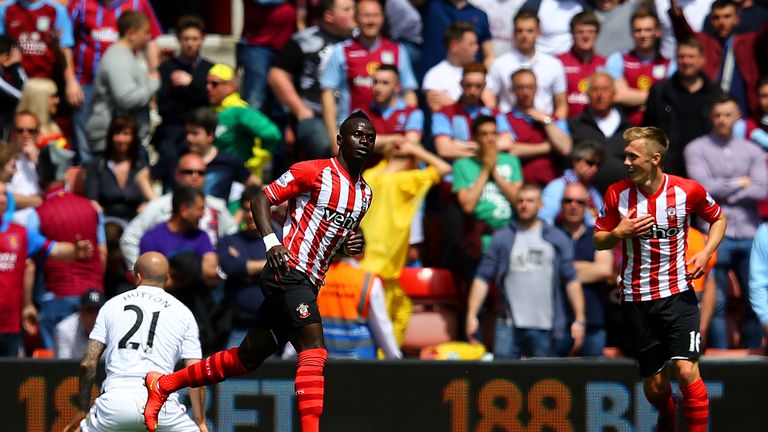 Sadio Mane of Southampton celebrates scoring his team's third goal - it completes his 3-minute hat trick