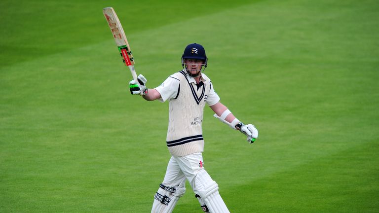  Sam Robson of Middlesex acknowledges the crowd after being dismissed for 178