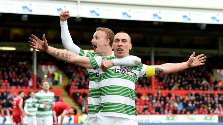 Celtic captain Scott Brown celebrates his goal