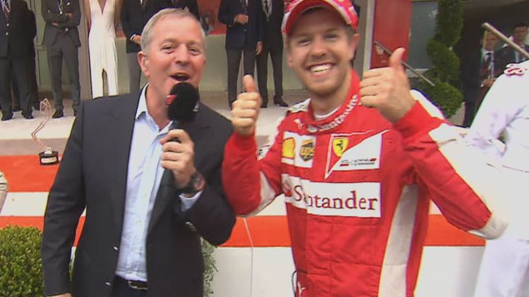 Sebastian Vettel wanted to make sure fans knew at least one driver was happy on the podium