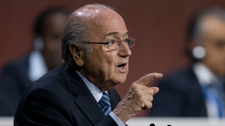 FIFA President Joseph S. Blatter speaks to the audience during the 65th FIFA Congress at Hallenstadion on May 29