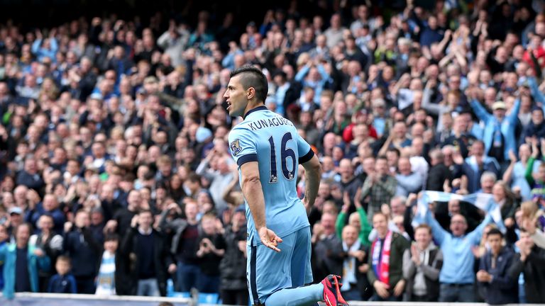 Manchester City's Sergio Aguero celebrates