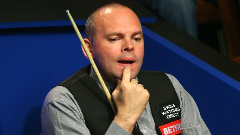 Stuart Bingham looks on during his match against Ronnie O'Sullivan at World Snooker Championship at Crucible Theatre