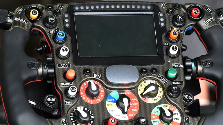 A close look at the Sauber C32 steering wheel pictured at last November's test at Abu Dhabi