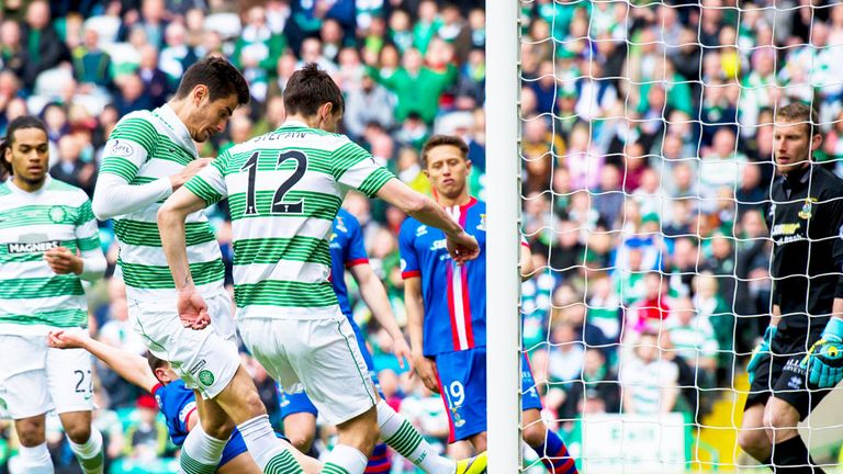 Stefan Scepovic scores Celtic's first goal against Inverness Caley