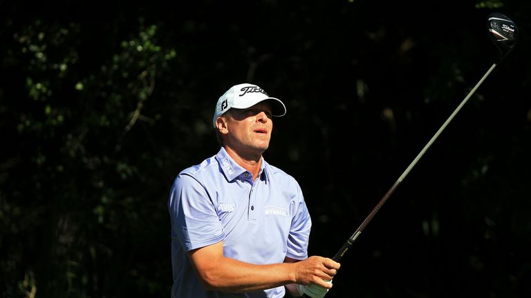 Steve Stricker plays his shot from the fifth tee during round one of THE PLAYERS Championship at the TPC Sawgrass Stadium 