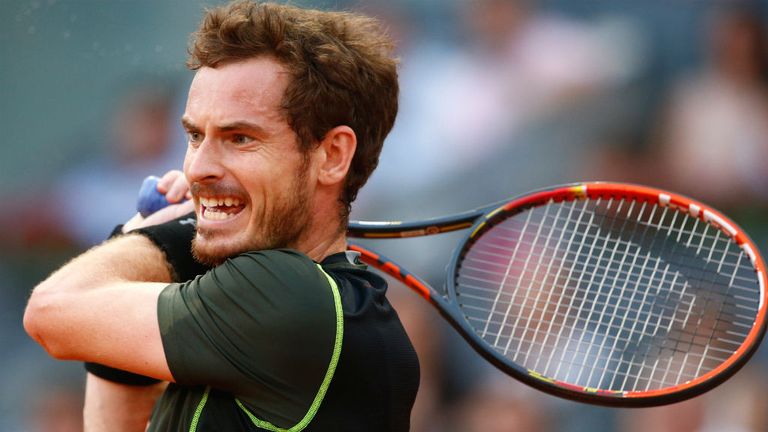 Andy Murray in action against Rafael Nadal in the final of the Mutua Madrid Open