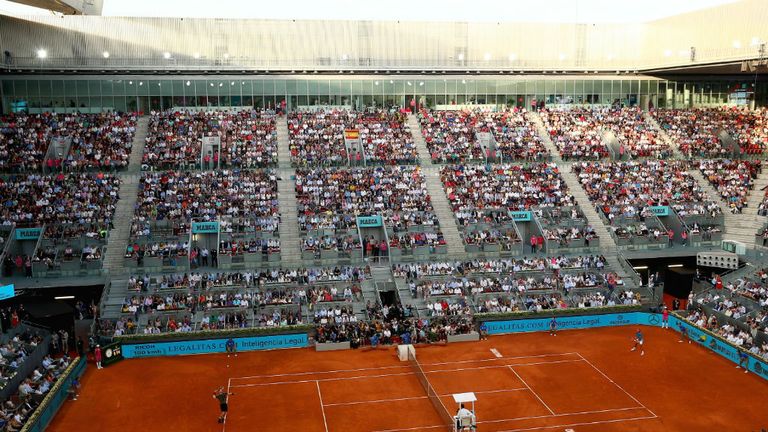 A general view of Manolo Santana centre court showing Andy Murray against Rafael Nadal at the Mutua Madrid Open