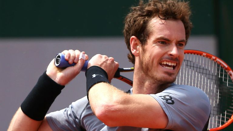 Andy Murray  returns a shot against Nick Kyrgios at the 2015 French Open