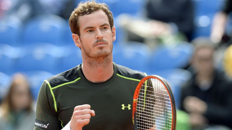 Andy Murray reacts during his match against Mischa Zverev in Munich