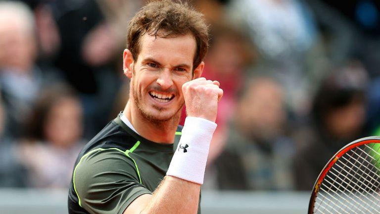 Andy Murray celebrates victory after winning his semi-final match against Roberto Bautista Agut at the BMW Open